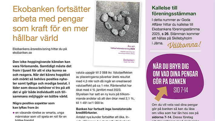 Utdrag på framsidan av Goda Affärer nr 1, 2925.