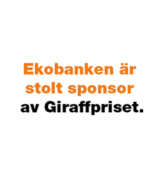 Text: Ekobanken är stolt sponsor av Giraffpriset.
