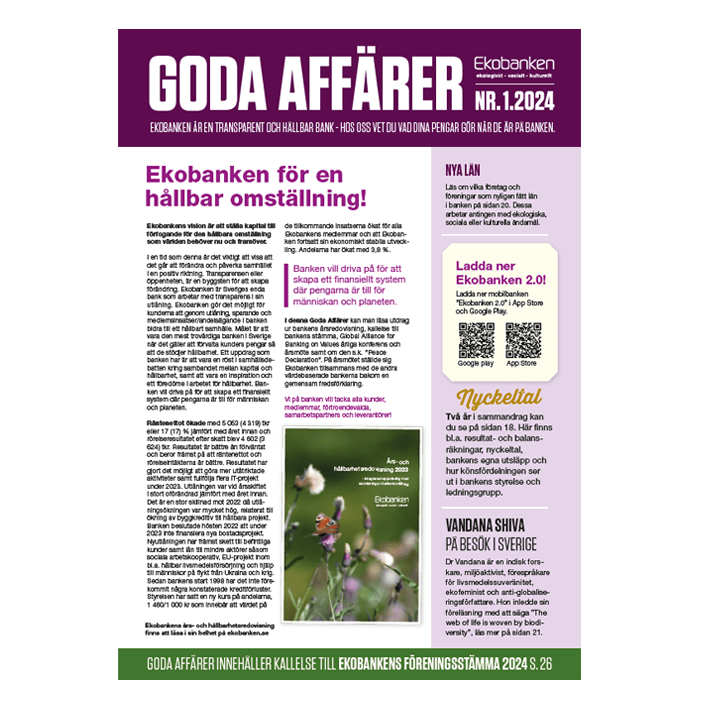 Framsidan av tidningen Goda Affärer 1, 2024