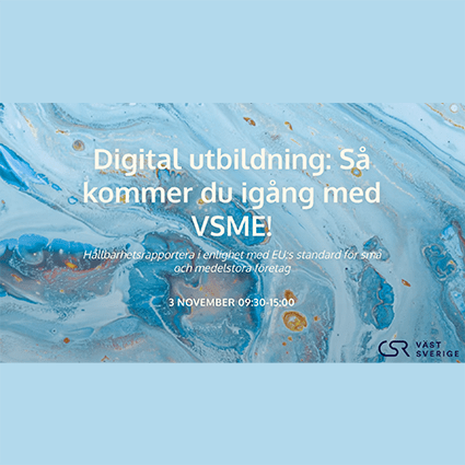 blå bild med text: digital utbildning: så kommer du igång med VSME